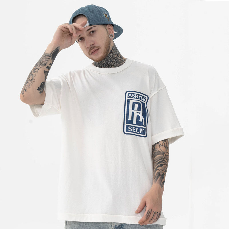 Askyurself T-shirts Retro Heavy Distressed Logo Pattern