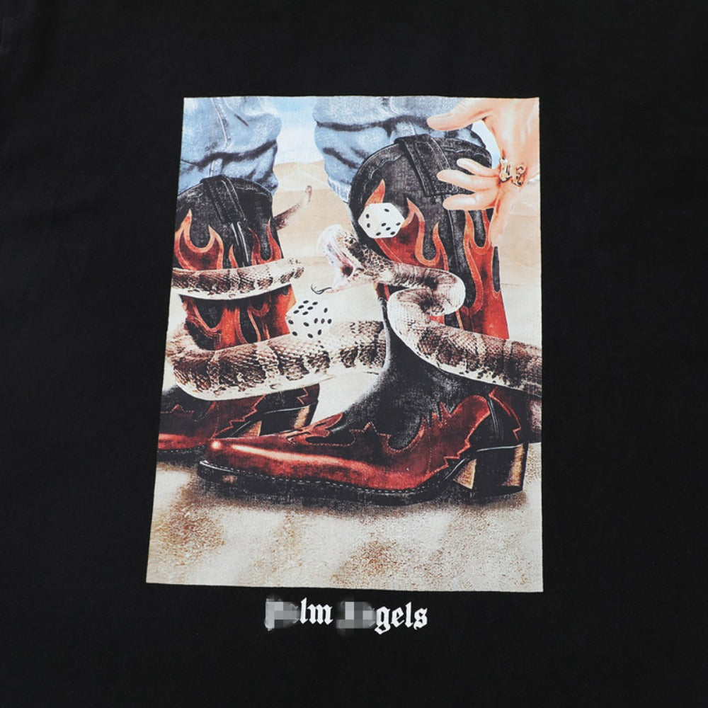 Palm Angels T-shirt Dice and Snake Print Short Sleeve T-shirt