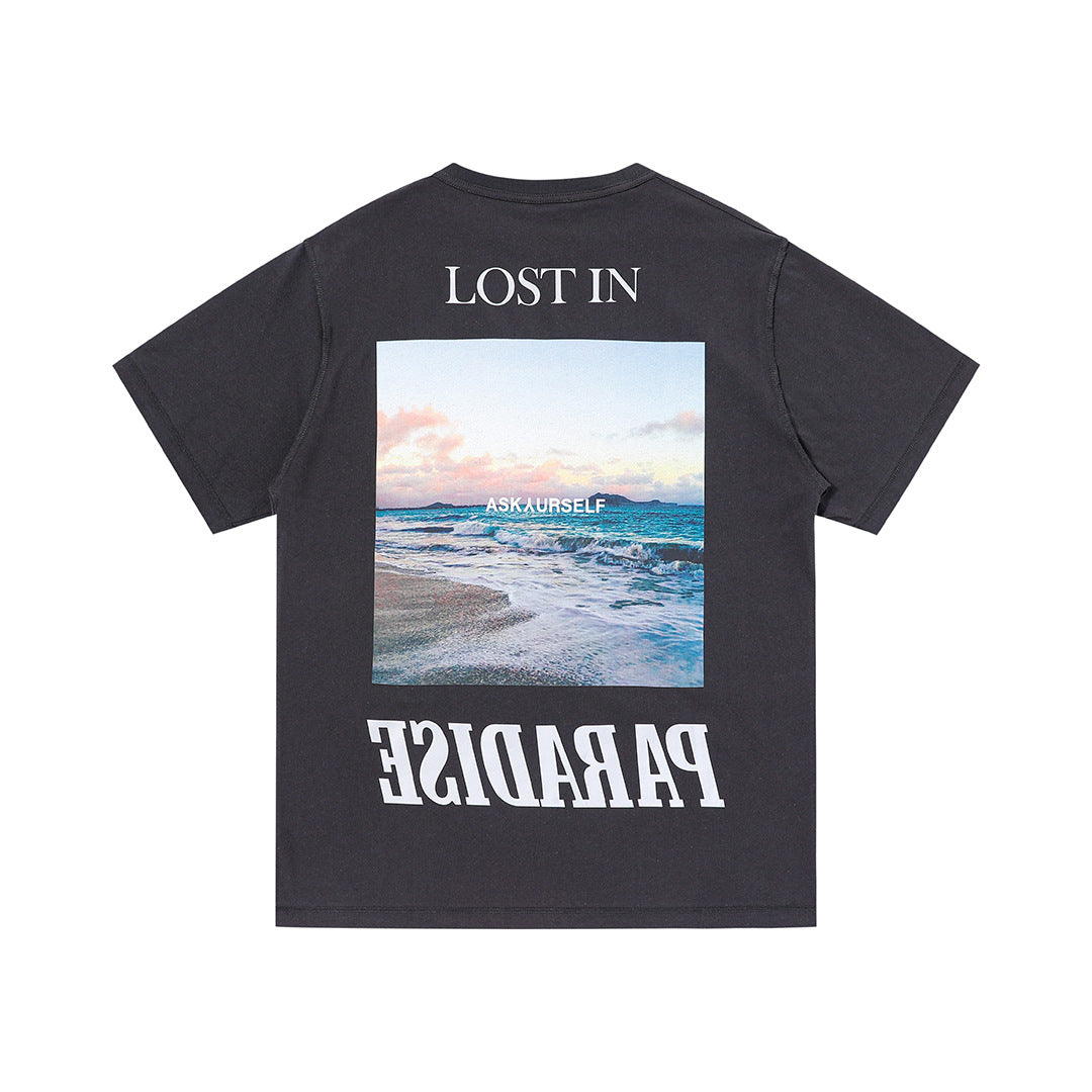 Askyurself T-shirts Short Sleeve Casual Loose Retro T-shirt