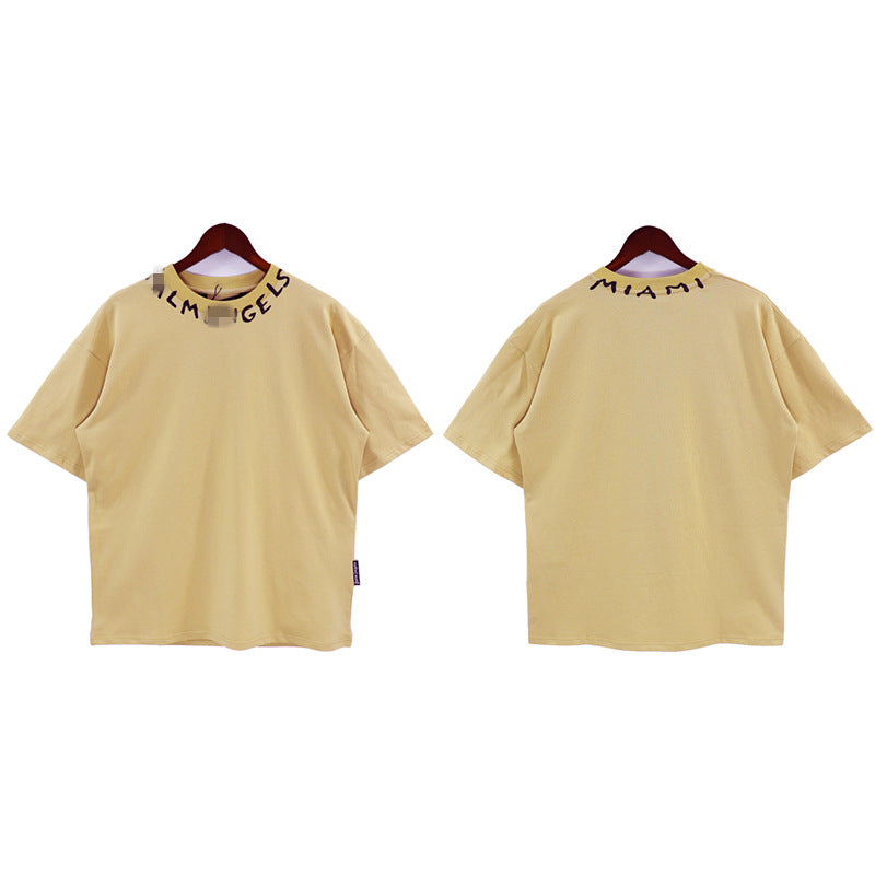 Palm Angels T-shirt Collar Letter Print Short Sleeve T-shirt