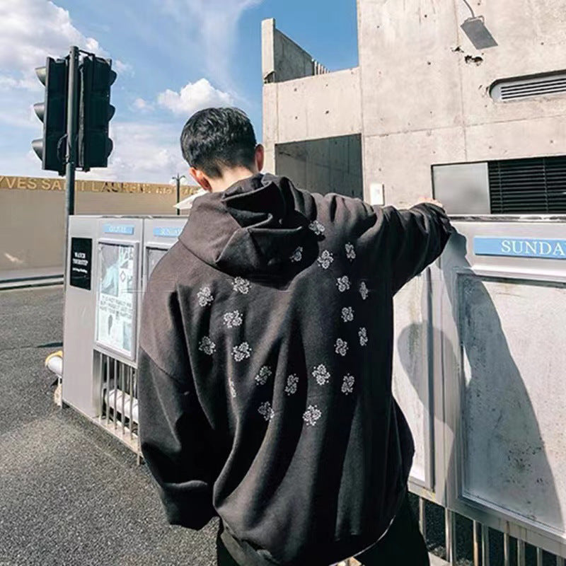 Askyurself Hoodie Fireworks Letter Cashew Hoodie Coat