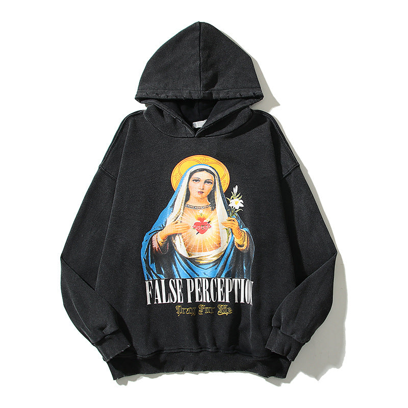 Askyurself Hoodie Retro Hooded Sweater Terry Thin
