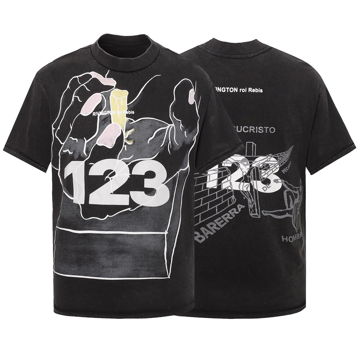 RRR123 T-shirt Small Neckline Loose Distressed T-shirt